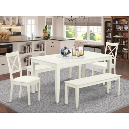 East West Furniture 5 Piece Capri Dining Table Set - Linen White CABO5C-LWH-LC